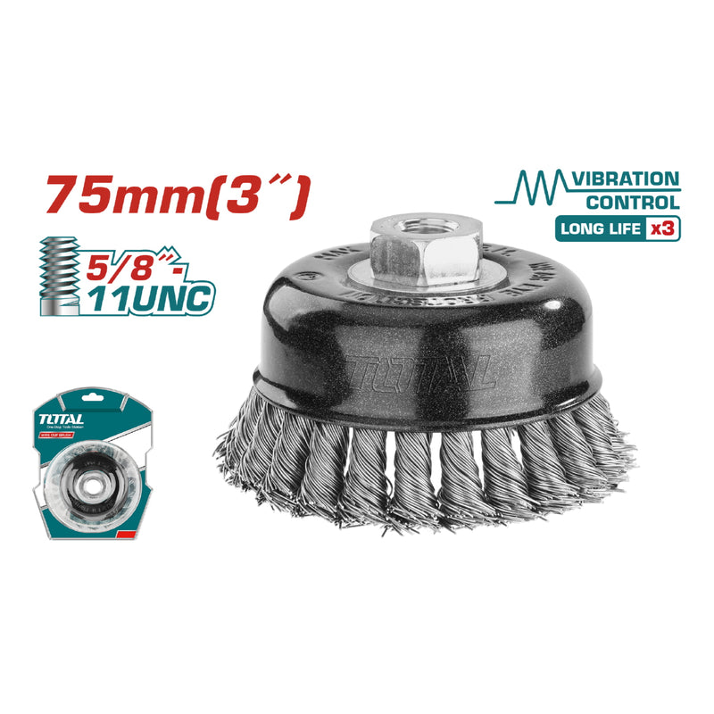 Disco De Alambre 3" Con Rosca 5/8" 11 UNC. Diámetro Alambre 0.5mm.