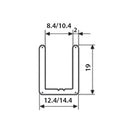 U-Channel Vidrio De 10 Mm De Aluminio. Alto 19 Mm. Largo De 3 M. Acabado Satinado