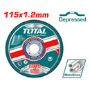 Disco corte de metal y acero inoxidable. 115mm (4 1/2") x 1.2mm (3/64”) x 22.2mm (7/8"). Concavo