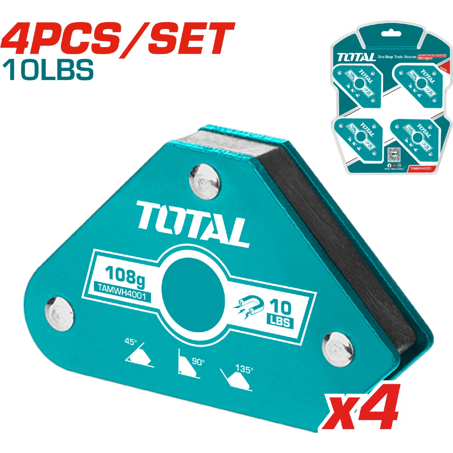 Ángulos de soldadura magnética Juego de 4 escuadras