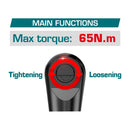 Ratchet Inalámbrico 20V de 3/8" 65Nm. Incluye 3 llaves. Batería y cargador por separado. Llave impacto