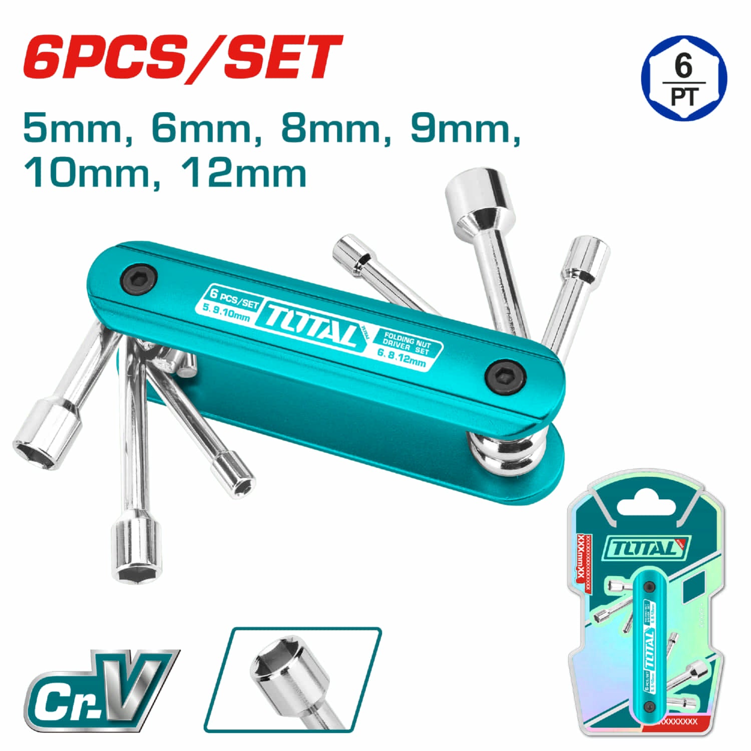 Llaves de tuercas tipo navaja  6 en 1 5mm, 6mm, 8mm, 9mm, 10mm, 12mm