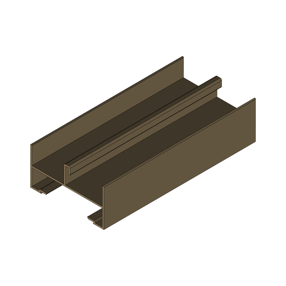 Marco Lateral Ventana VC  . Espesor 1.27 mm Largo 5.85 mts. Acabado Anodizado Bronce VC121