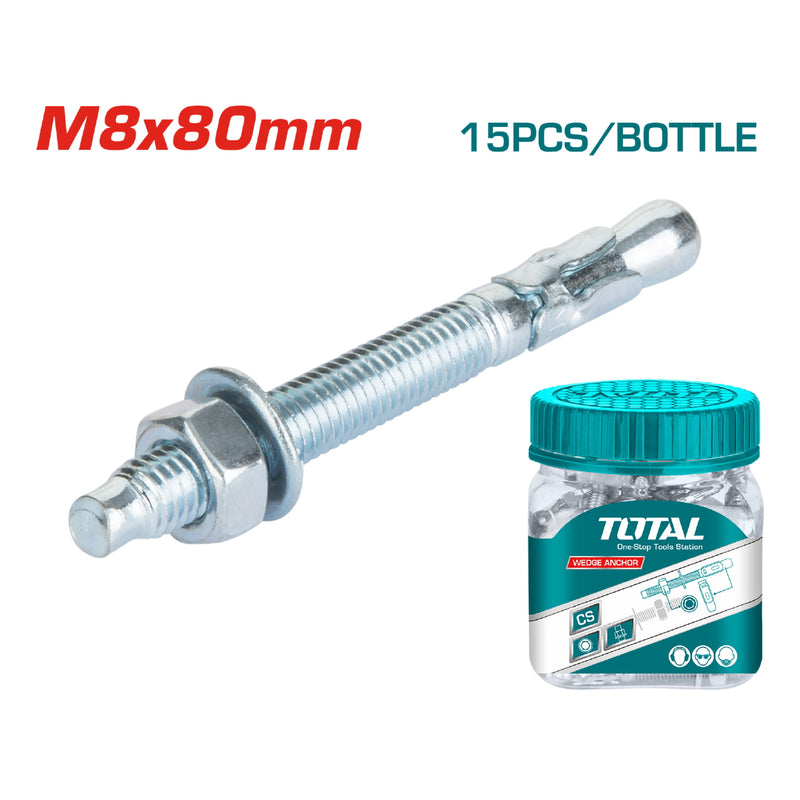 15/pza Taco galv. de cuña M8. Largo 80 mm. Resiste 1300Kg.