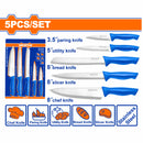 Cuchillos de Cocina Variados. Set de 5 piezas. Hoja de Acero Inoxidable. Mango de plástico.