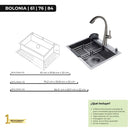 Fregador de acero inoxidable 762x508x220 mm. Bolonia 76