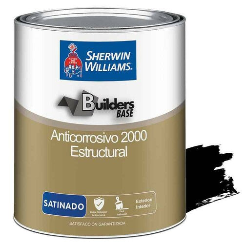Pintura anticorrosiva satinada color negro, 1/4 Galón. Sherwin Williams