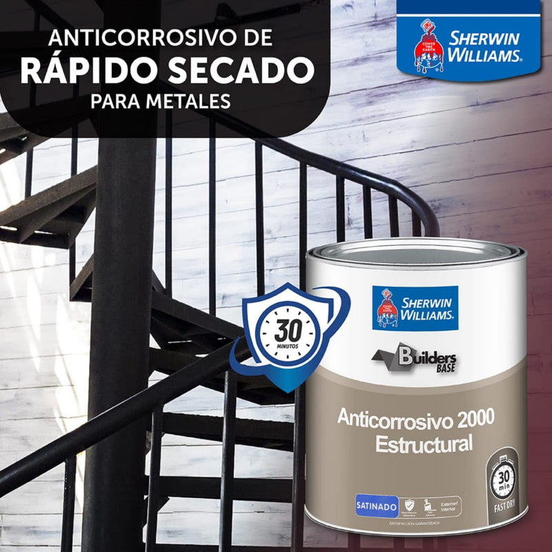 Pintura anticorrosiva satinada color negro, 1/4 Galón. Sherwin Williams