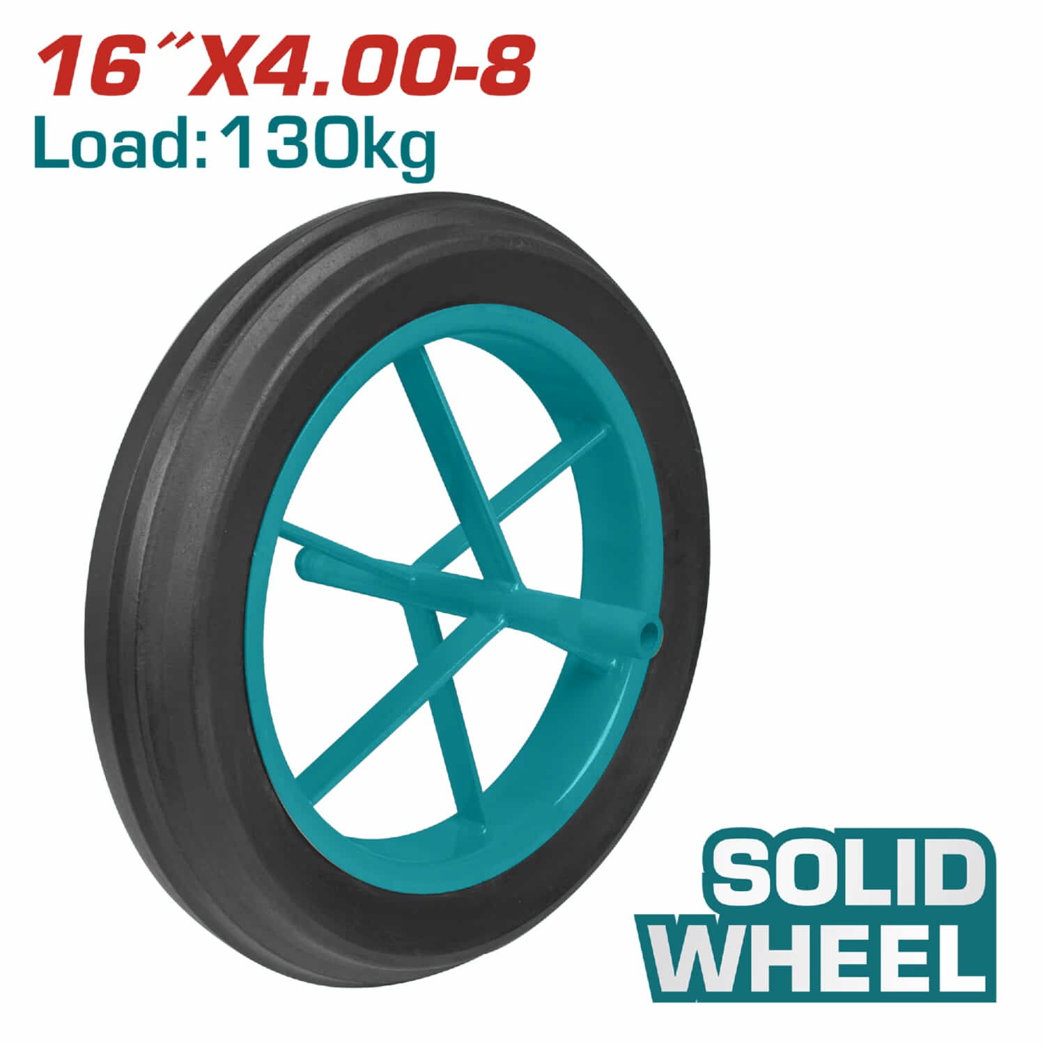 Rueda Solida Compacta para Carretillas de 130 Kg. De 16" X 4.00-8.