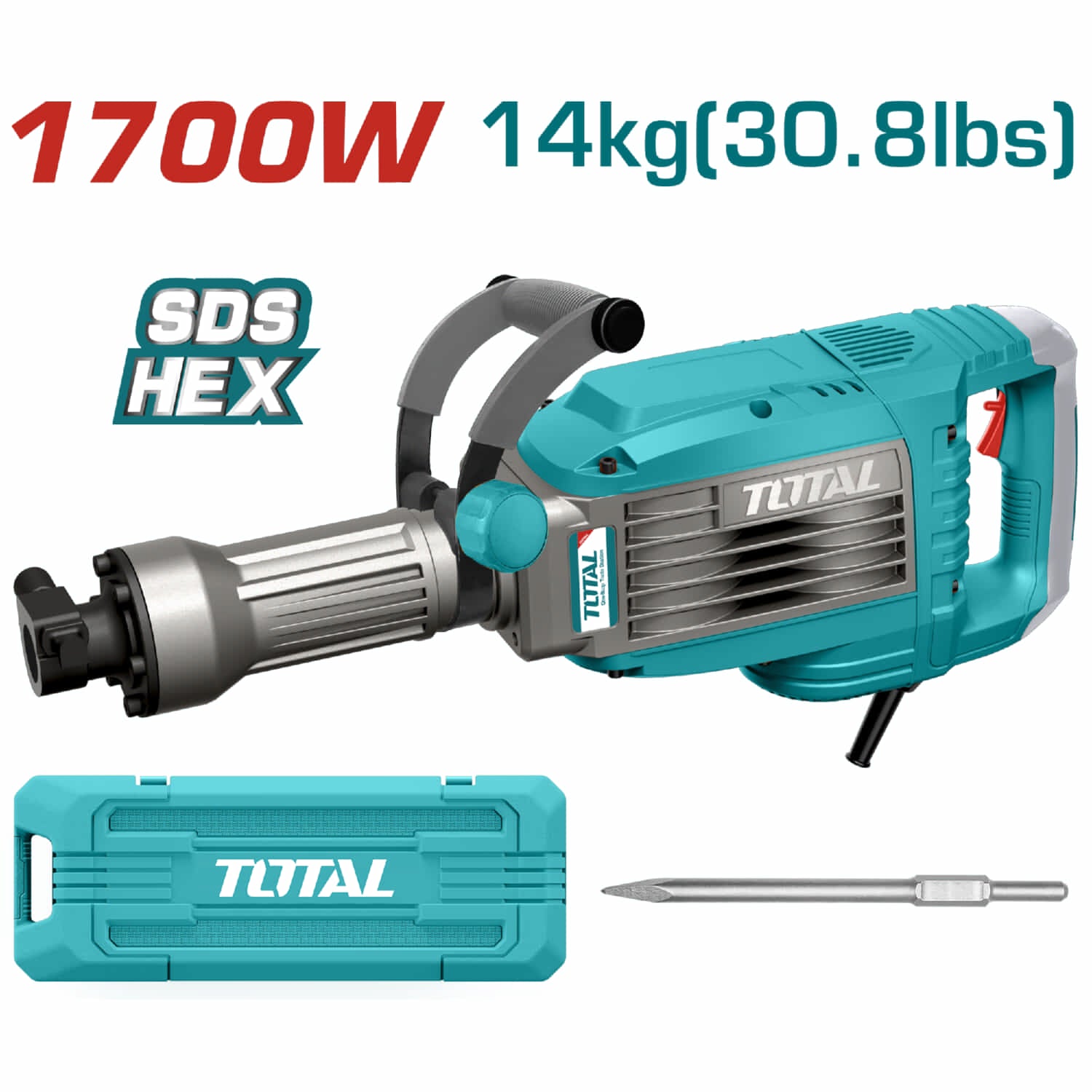 Demoledor SDS HEX 1700W 110V-120V~60Hz 1900Bmp 50J Incluye 1 Cincel. Demoledora picadora