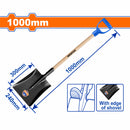 Pala de Punta Cuadrada con Mango de Madera Long.1000mm. Acero al Carbono. 245mm x 300mm.