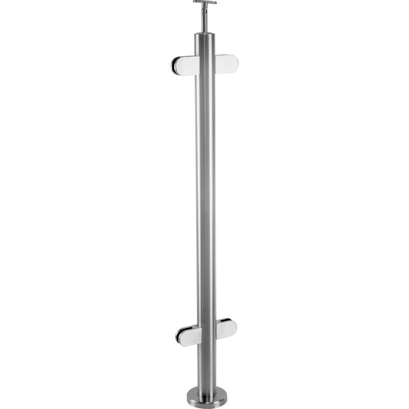 Poste Redondo 2"Diam. 105cm Altura,Para vidrios de 8-10mm, Acabado Satinado tipo 304.