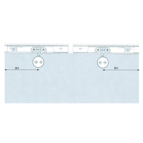 Par rodachines y accesorios Brillante, puerta vidrio temp10-12 mm, soporta 100kg. riel TD-8600B-4