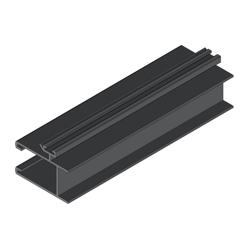 Hoja Central Ventana VC . Espesor 1.52 mm Largo 5.85 mts. Acabado Anodizado Negro VC105