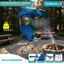 Silla plegable color azul de 50cm x 50cm x 90/120cm con portavasos y techo