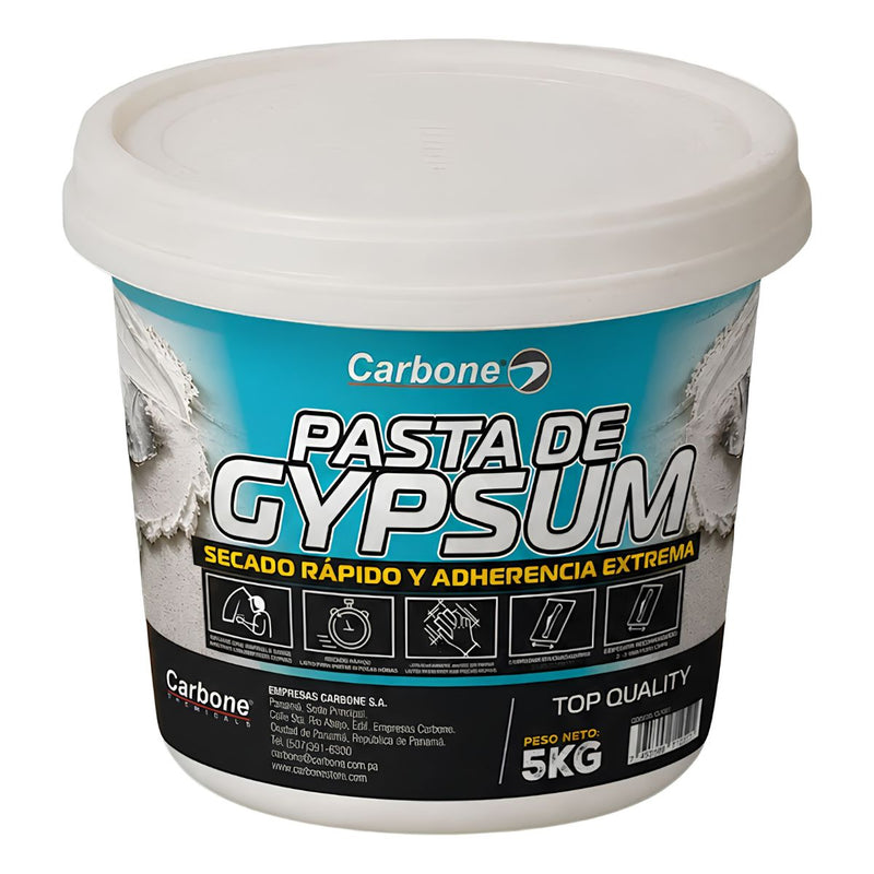Pasta para gypsum drywall 5kg / 11 lbs secado rapido, adherencia extrema resanador de muros Marca Carbone