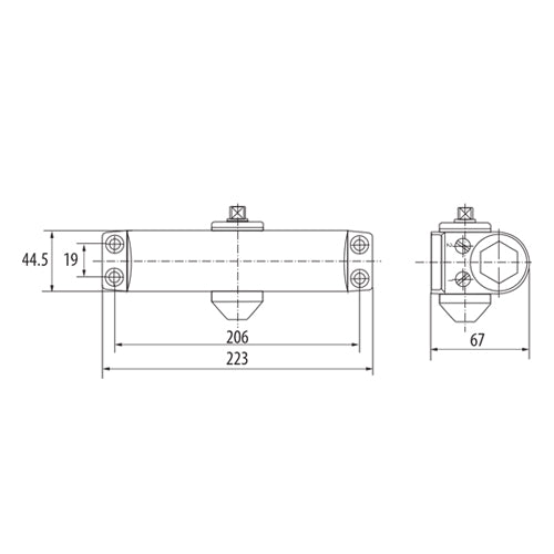 Cierrapuertas para 75 a 90 cm (65kg).Fuerza  EN2 o EN3  según posicion del cuerpo. Color gris.