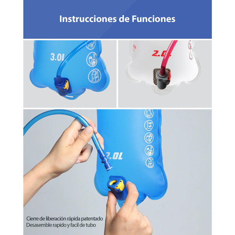 Vejiga 2L para agua potable con manguera de conexión rápida. Rhinowalk