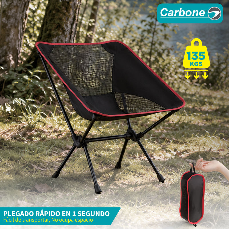 Silla plegable compacta ultra ligera con bolsa, color negro