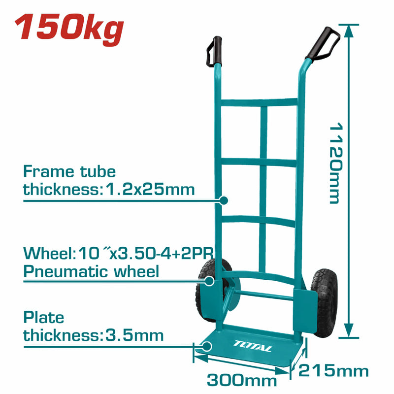 Carretilla Manual de Carga para 150 Kg. Espesor de los Tubos: 1.2 x 25 mm. Alta Calidad
