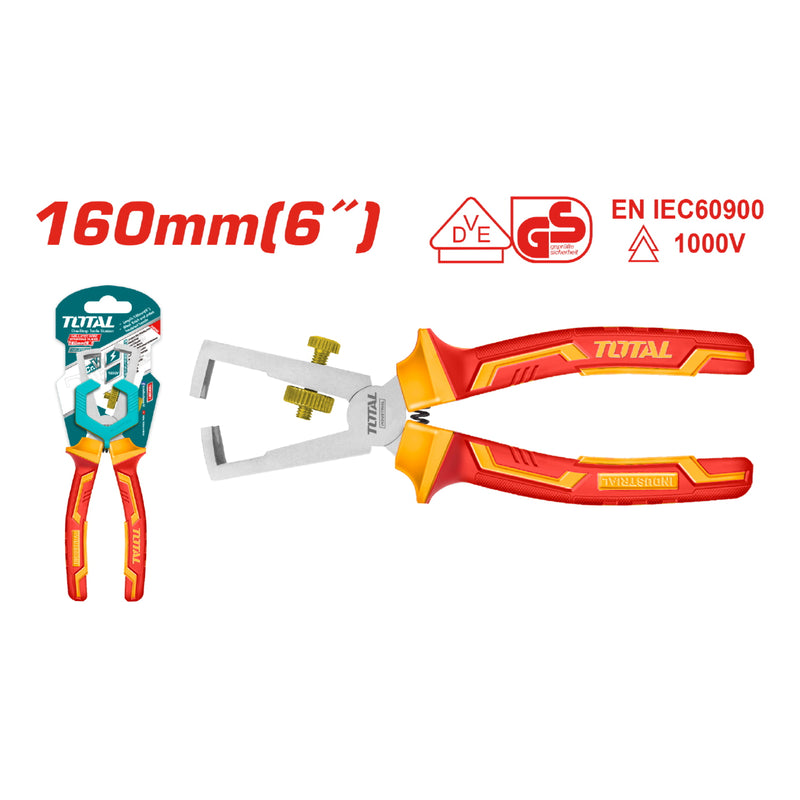 Alicate para cortar Alambre de 6" (160mm) de Mango aislado. Acabado Negro Pulido. Soporta 1000 V.