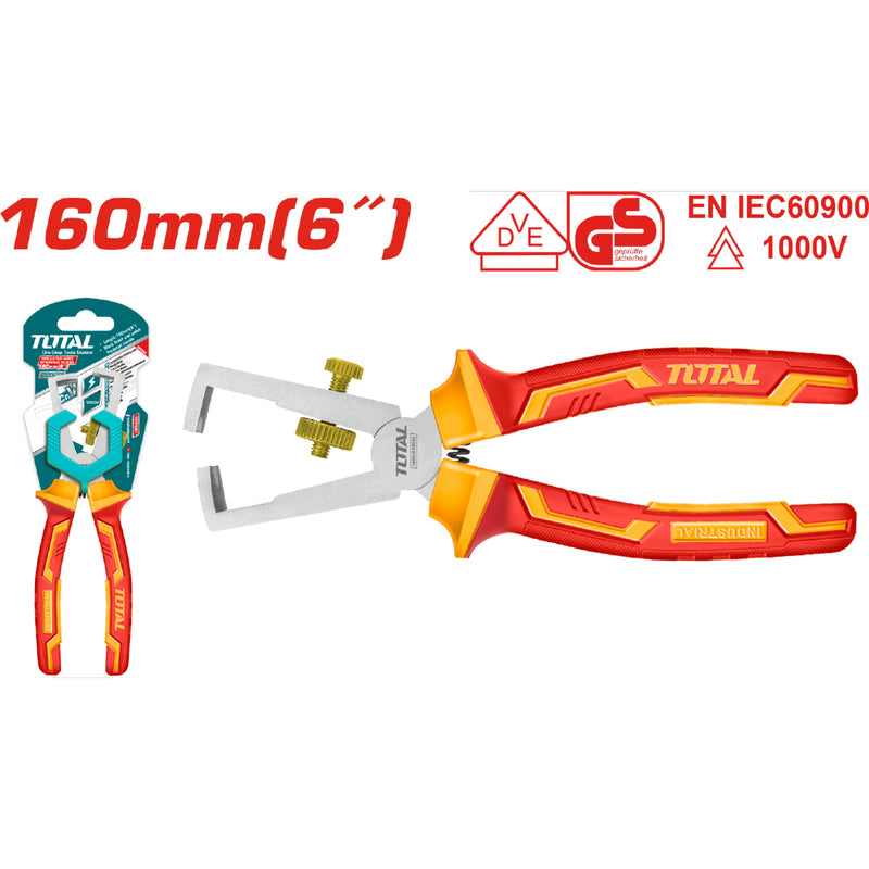 Alicate para cortar Alambre de 6" (160mm) de Mango aislado. Acabado Negro Pulido. Soporta 1000 V.