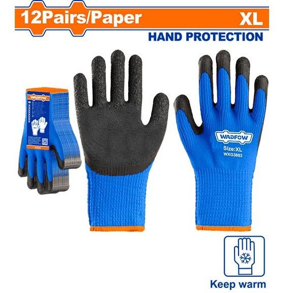 (12 pares) Guantes de Látex con recubrimiento para el frío XL. Ideal para mantener el calor