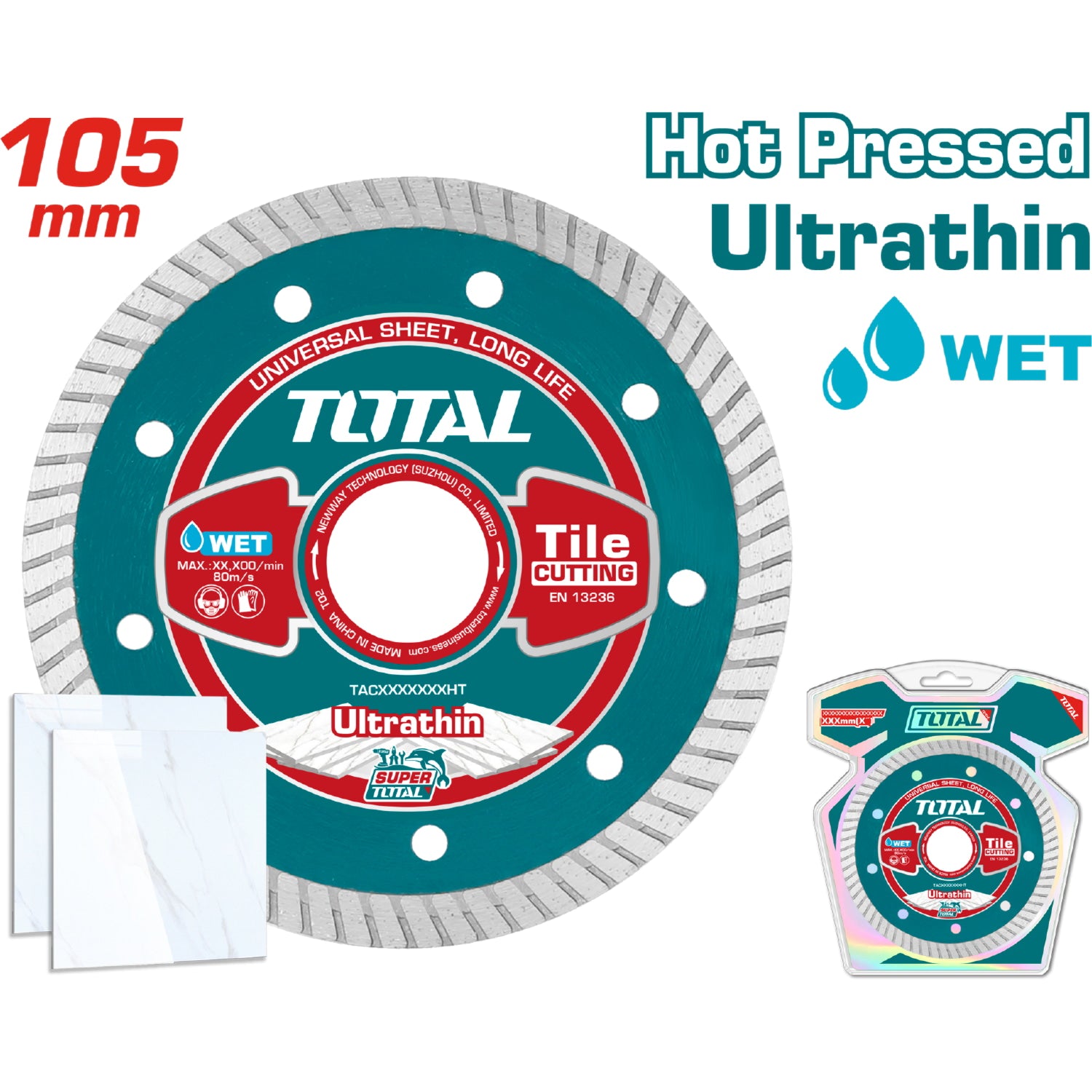 Disco de Corte Diamante Ultrafino. 105 (4 ") X 20 mm hollo . Ancho del Blade: 10 mm.