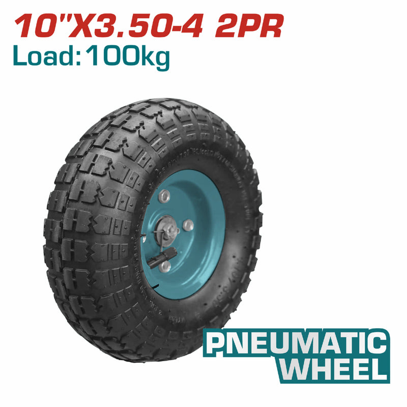 Rueda Neumatica para Carretillas de 100 Kg. De 10" X 3.50 -4 + 2PR. Con Rodamiento.