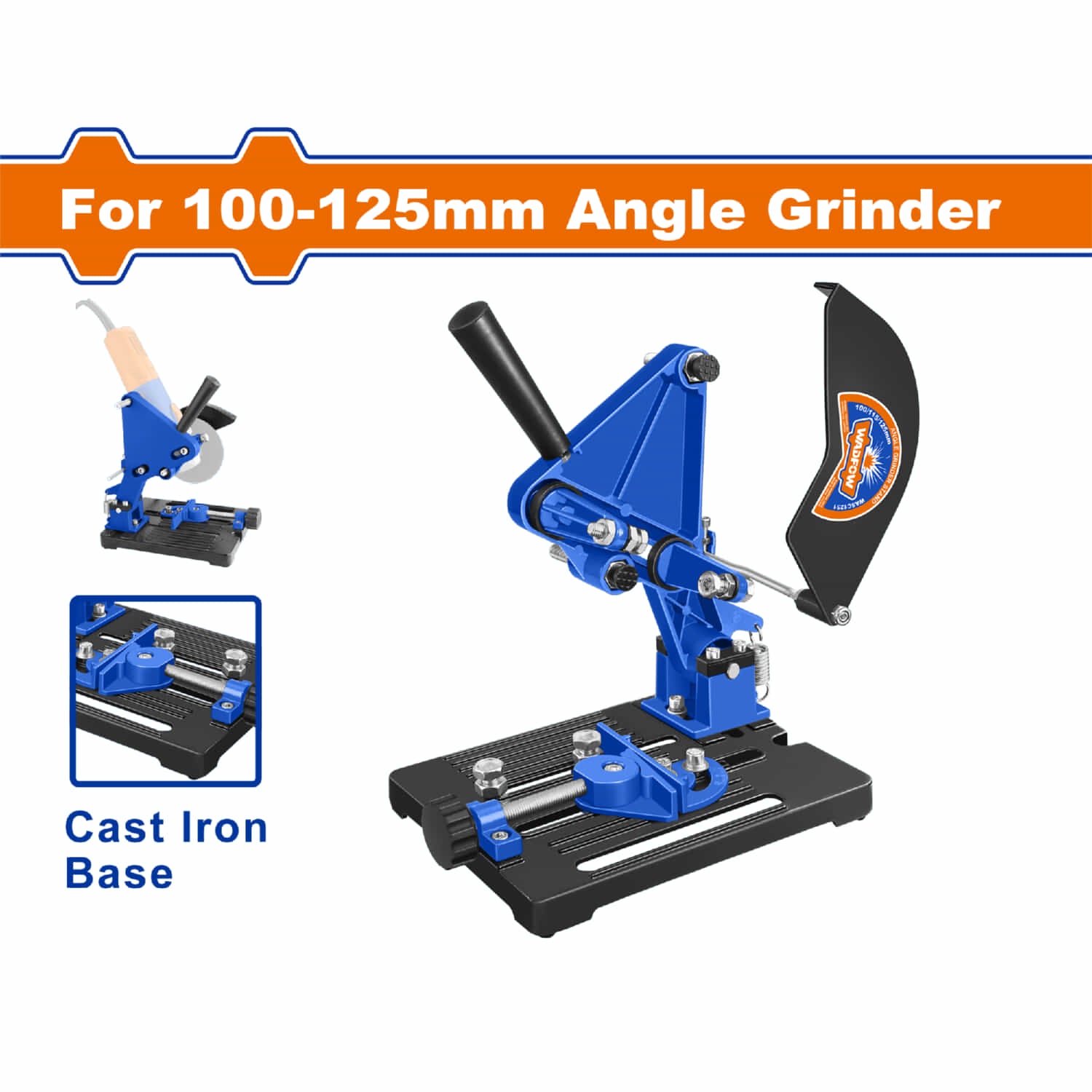 Soporte para amoladora angular 100-125mm Base de hierro fundido. Angulo de ajuste: 0-45º