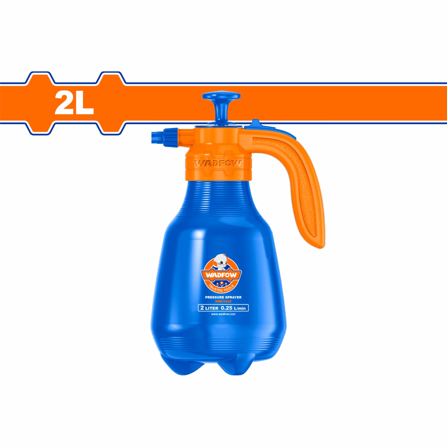 Rociador spray a presión 2 L. Presión: 2.5 Bar Boquilla ajustable con chorro recto y pulverizado.