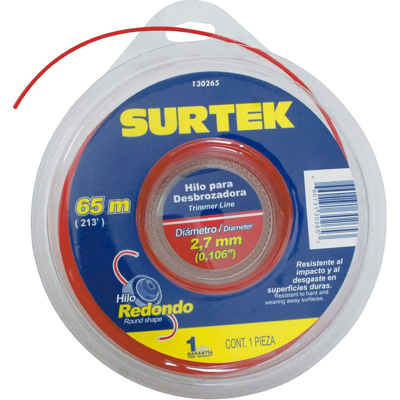 Surtek redondo Nylon p/ desbrozadora en doble blíster 2.7mm x 65 mt