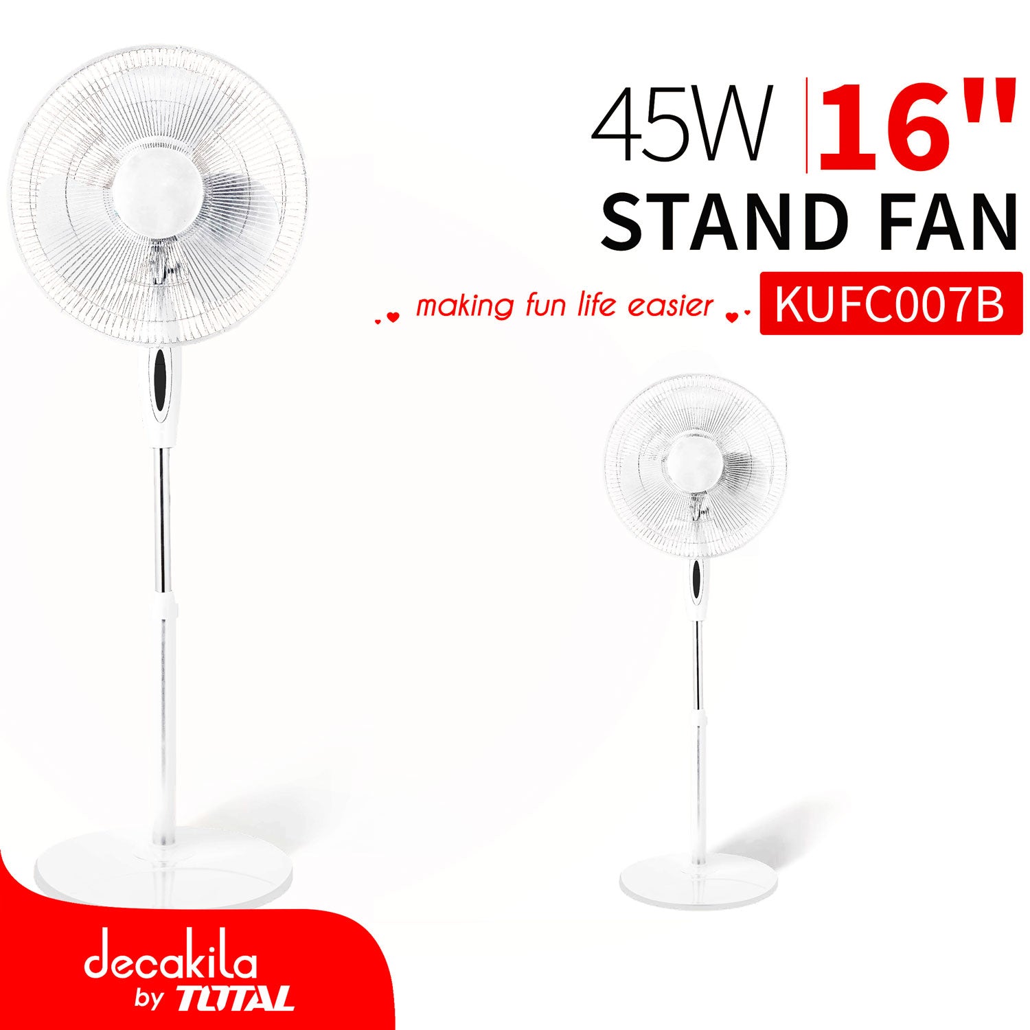 Abanico de Pedestal de 16" 45W 120V 3 velocidades. Velocidad del viento: 4.7