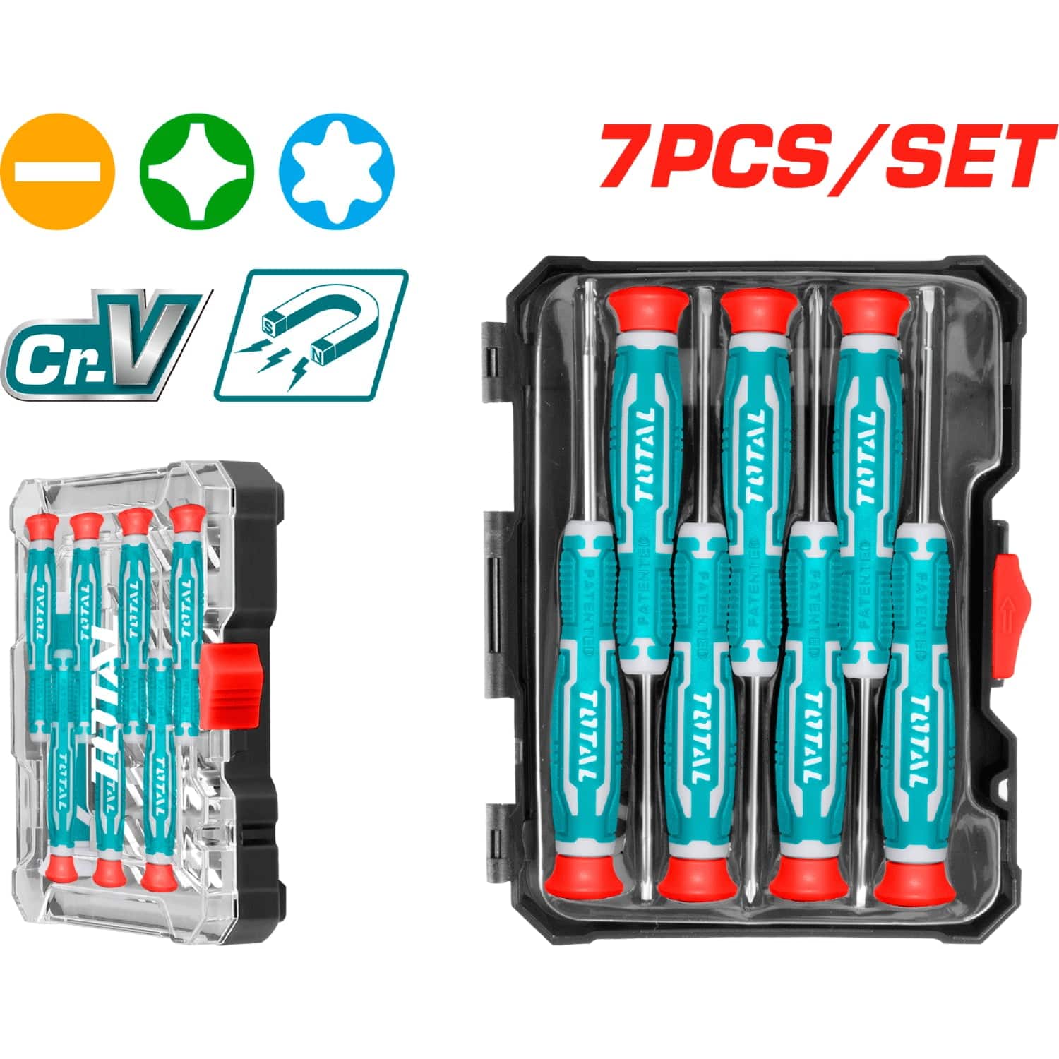 Juego Destornillador Precision(7Pza) SL2.0*50, SL2.5*50, SL3.0*50,PH00*50, PH0*50, T6*50, T8*50 CR-V