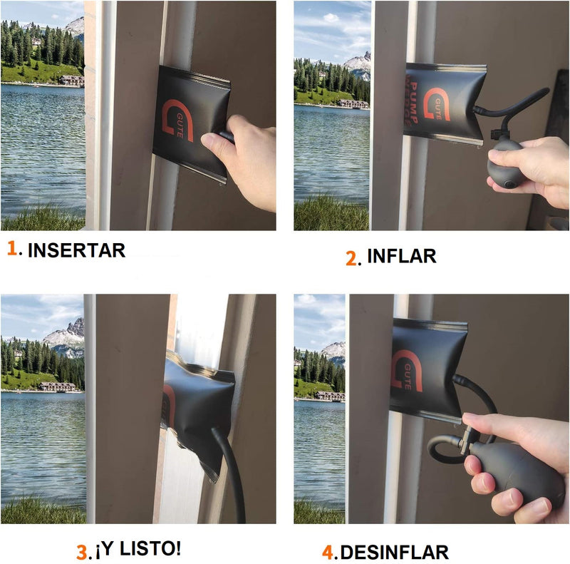 Cuña inflable, paquete de 3 cuñas de 10, 7 y 6 pulgadas.