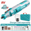 Moto Tool Inalambrico 8V 5000-25000rpm Incluye 67  Accesorios. Carga USB Motortool