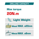 Drill Taladro inalámbrico de 12V 3/8" 20Nm. 0-750rpm. Torque: 15+1 Incluye cargador y batería. Super Total