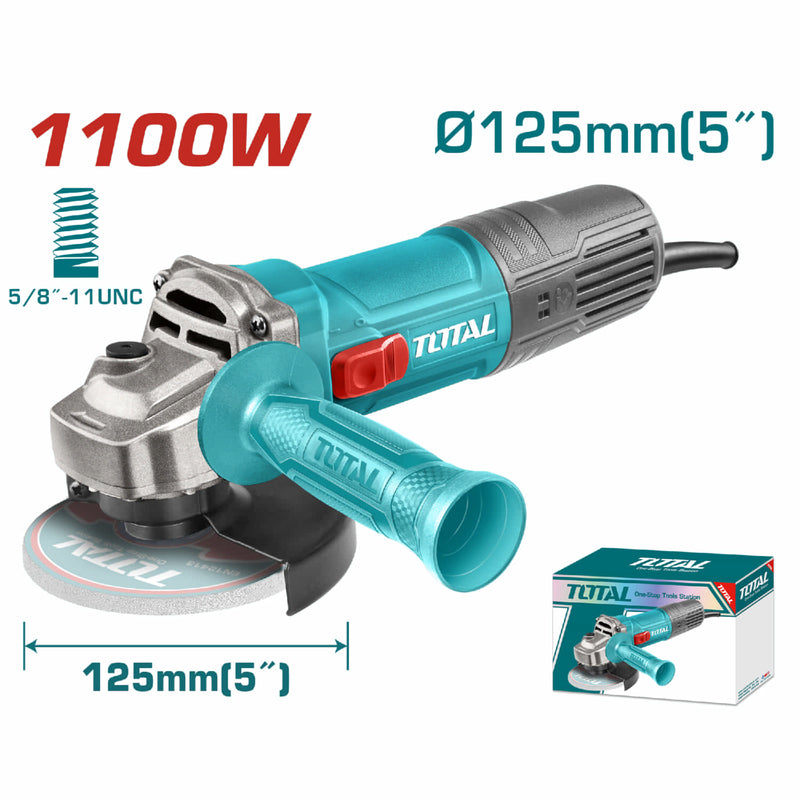 Esmeriladora Angular. 1100W.Velocidad sin carga: 12000rpm. Rosca: 5/8"-11UNC No incluye disco.