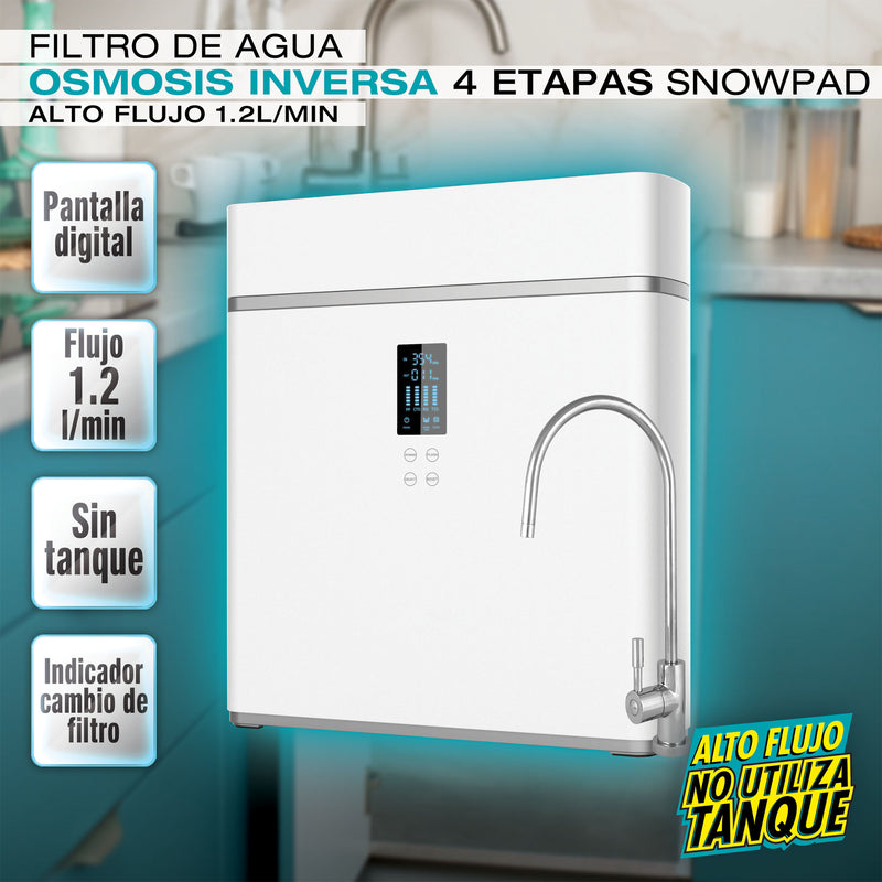 Filtro de agua osmosis inversa 4 etapas SnowPad alto flujo 1.2L/min