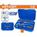 Ratchet con Socket dados 45 piezas 1/4". CR-V. Tratamiento térmico. Se vende en Juego.