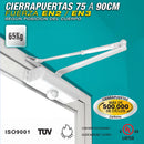 Cierrapuertas para 75 a 90 cm (65kg).Fuerza  EN2 o EN3  según posicion del cuerpo. Color blanco