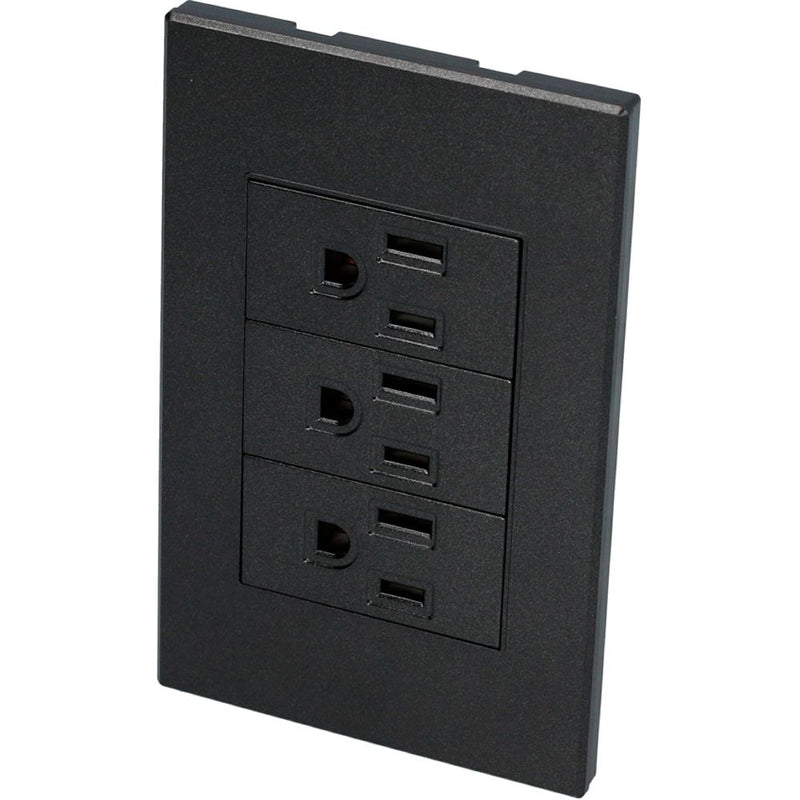 Enchufe con 3 contactos negro 1/3 Surtek.