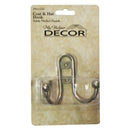 Gancho doble de niquel satinado para abrigos y sombreros