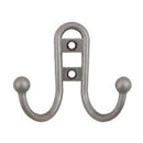 Gancho doble de niquel satinado para abrigos y sombreros