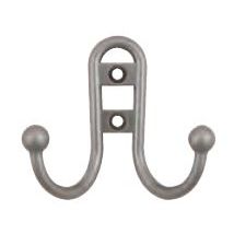 Gancho doble de niquel satinado para abrigos y sombreros