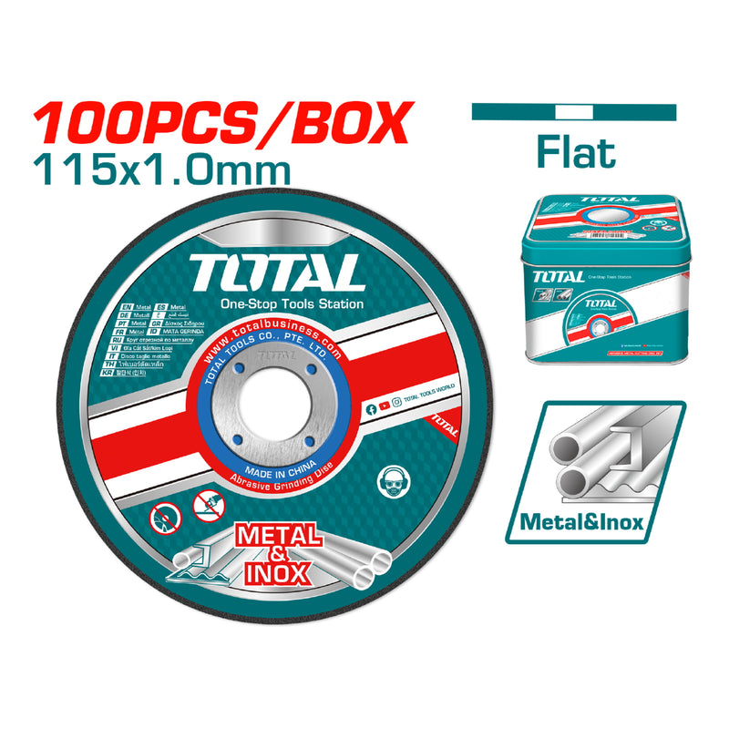 Disco Corte De Metal Y Acero Inoxidable. 4 1/2" X 1.0mm Plano (Caja de 100 pzas)