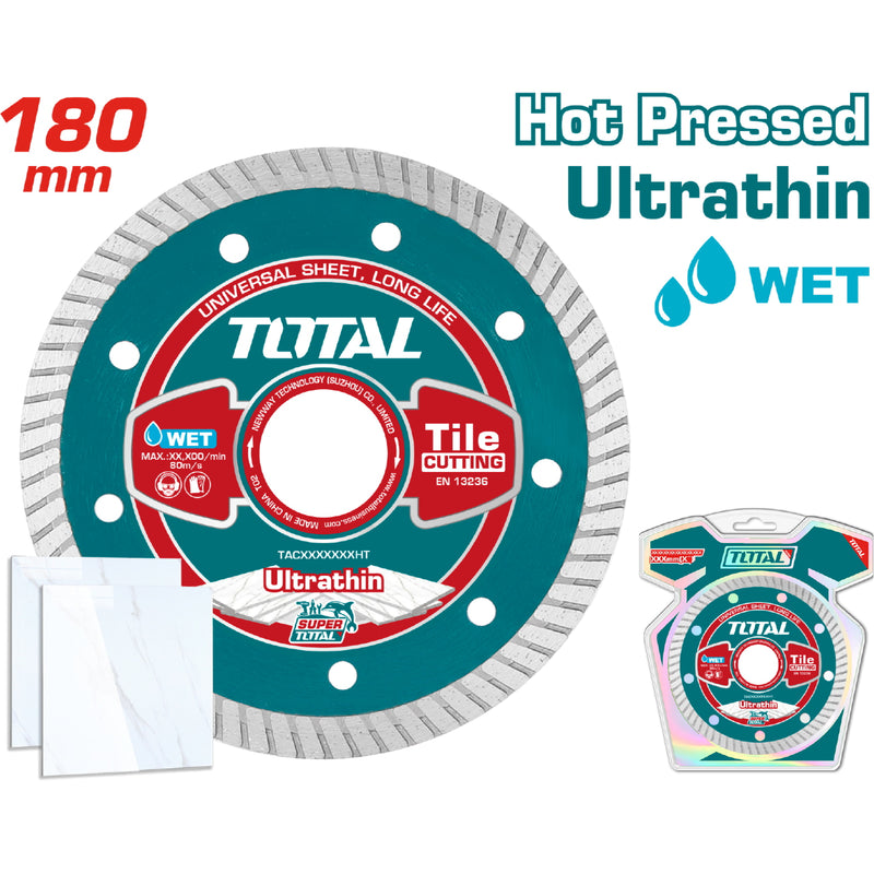 Disco de Corte de Diamante Ultrafino. 180mm X 22.2mm. Ancho del Blade del Disco: 1.2 mm.