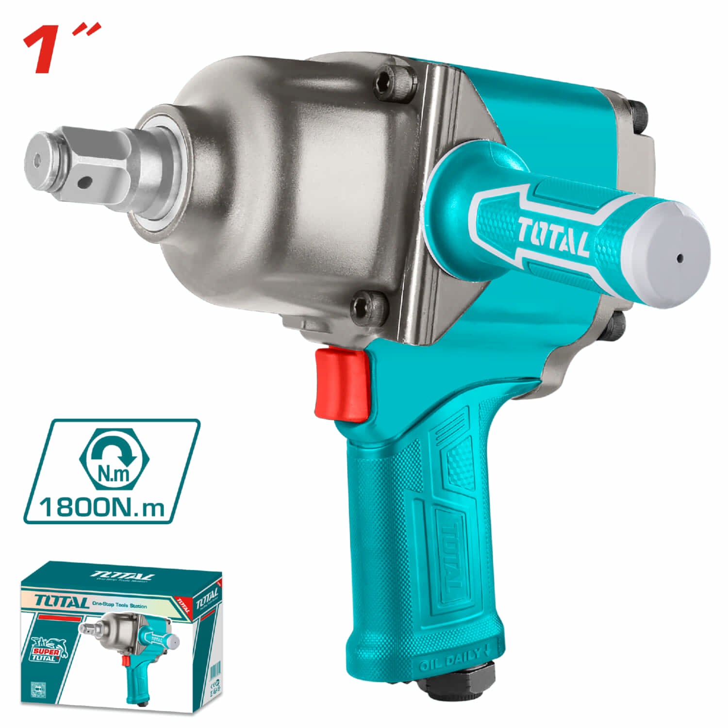 Llave de impacto neumática 1 " No-load speed:4000 rpm Max. Torque: 1800Nm (1328pies)