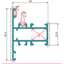 Pilastra Marco Fijo Ventana. Espesor 1.4 mm. Largo 5.85 mts. Acabado Lacado Blanco.