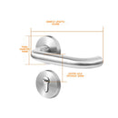 Cerradura manija de acero inoxidable dividida tipo C con doble curva, cuerpo de cerradura 58. Cortafuego. Uso Interior. Manigueta